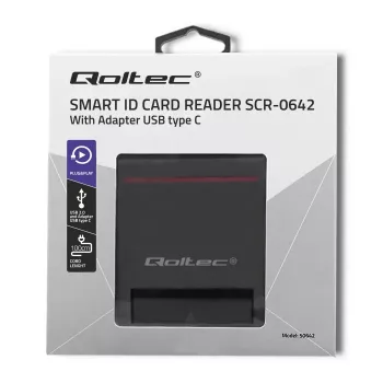 Αναγνώστης Καρτών ID QOLTEC Smart-Chip — USB, μαύρο, 84,5×65×16 mm, 63 g