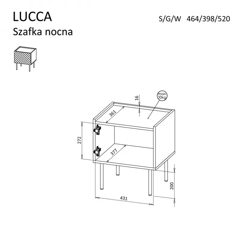 Κομοδίνο Cama LUCCA κομοδίνο 2 τεμ. 47x40x52 cm λευκό MDF/μοριοσανίδα
