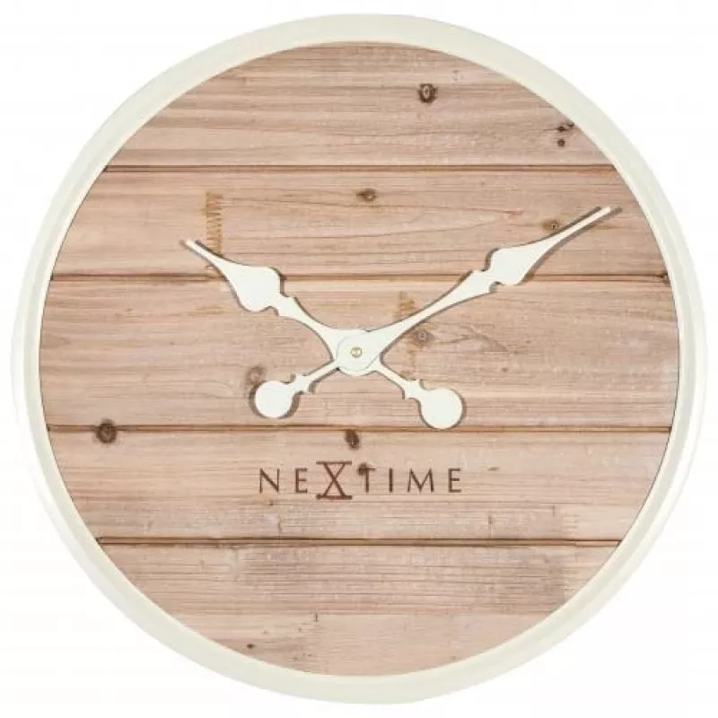 NeXtime ρολόι 3134wi Plank, Ø50 cm, επιτοίχιο, λευκό