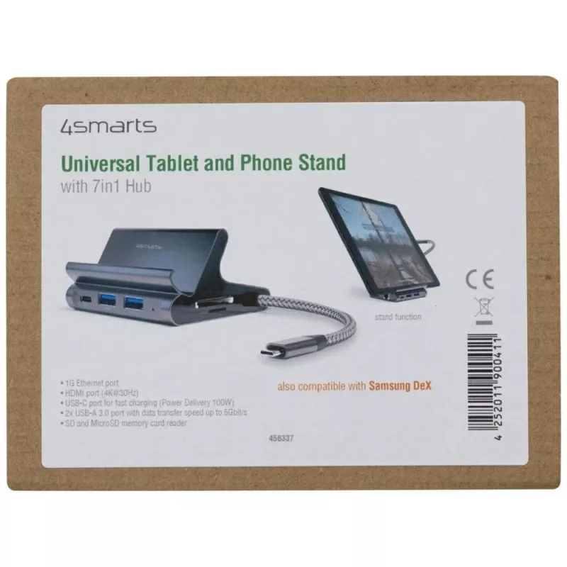 4smarts 7in1 διανομέας με βάση για tablet και κινητό και λειτουργία DeX, HDMI, RJ45, γκρι