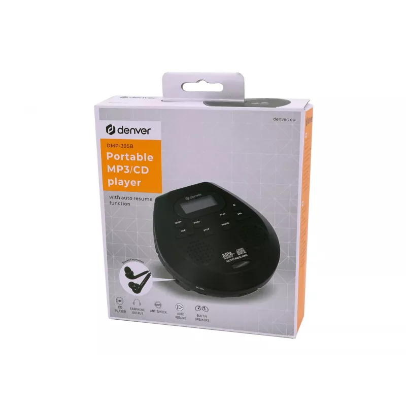Φορητό CD player Denver DMP-395B Μαύρο Αναπαραγωγή MP3 Οθόνη LCD