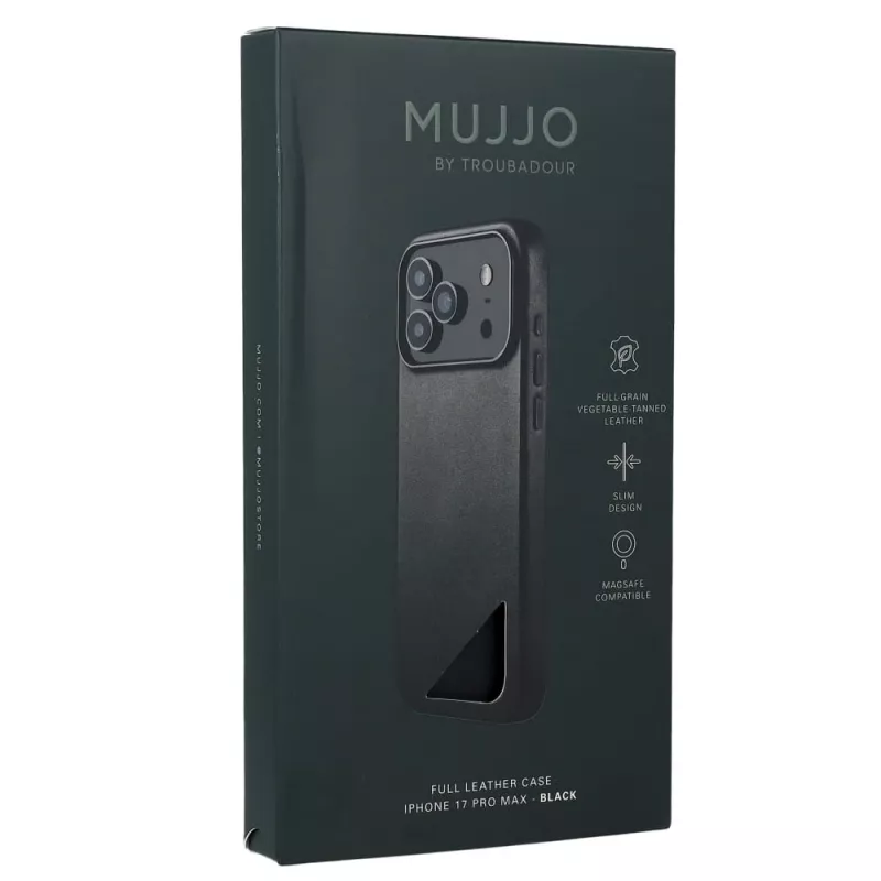 Mujjo Full Leather Case θήκη για iPhone 17 Pro Max μαύρο