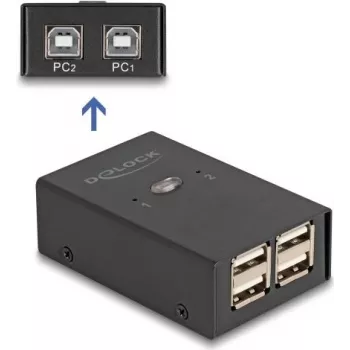 Διακόπτης USB 2.0 DELOCK 2 υπολογιστές σε 4 συσκευές Μαύρο 0,48 Gbit/s
