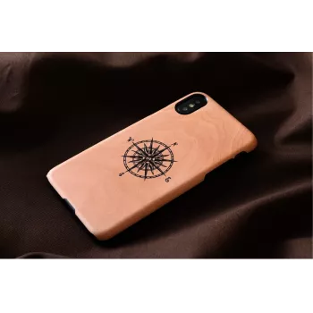 Θήκη smartphone man and wood για iPhone X/XS, μαύρη, προστατευτική θήκη με λεπτομέρεια πυξίδας