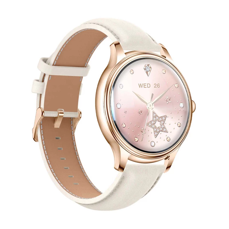 Smartwatch Colmi L28 με Χρυσή Θήκη και Χρυσό Δερμάτινο Λουράκι