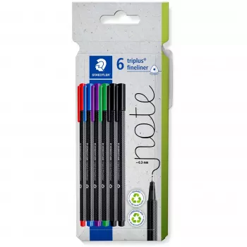 Fineliner Staedtler 334 C6 Μαύρο Μπλε Πράσινο Κόκκινο Βιολετί 5 τεμ.