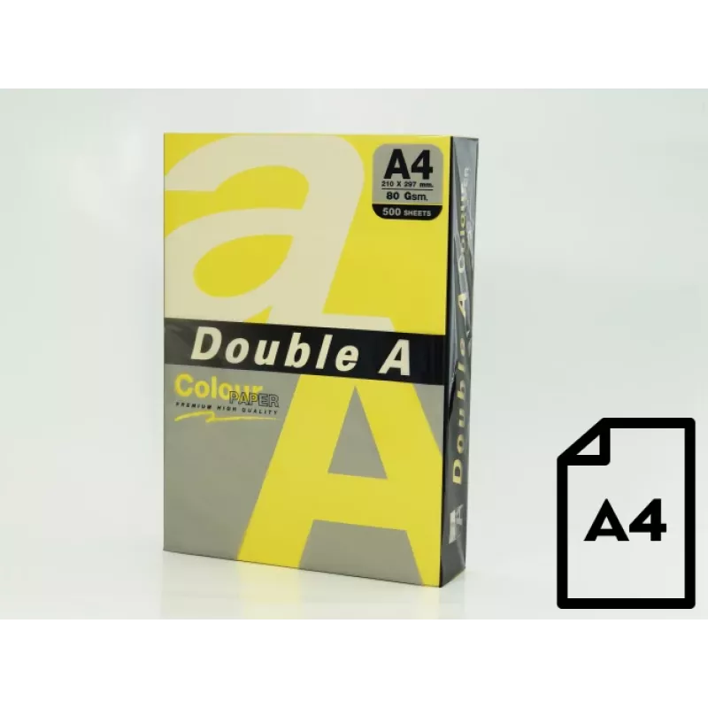 Χρωματιστό χαρτί Double A, 80g, A4, 500 φύλλα, Lemon