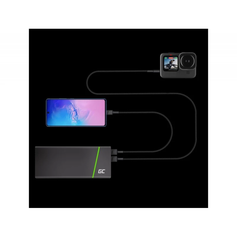 Καλώδιο USB Green Cell KABGC22 USB 2.0 1,2 m USB-A USB-C μαύρο