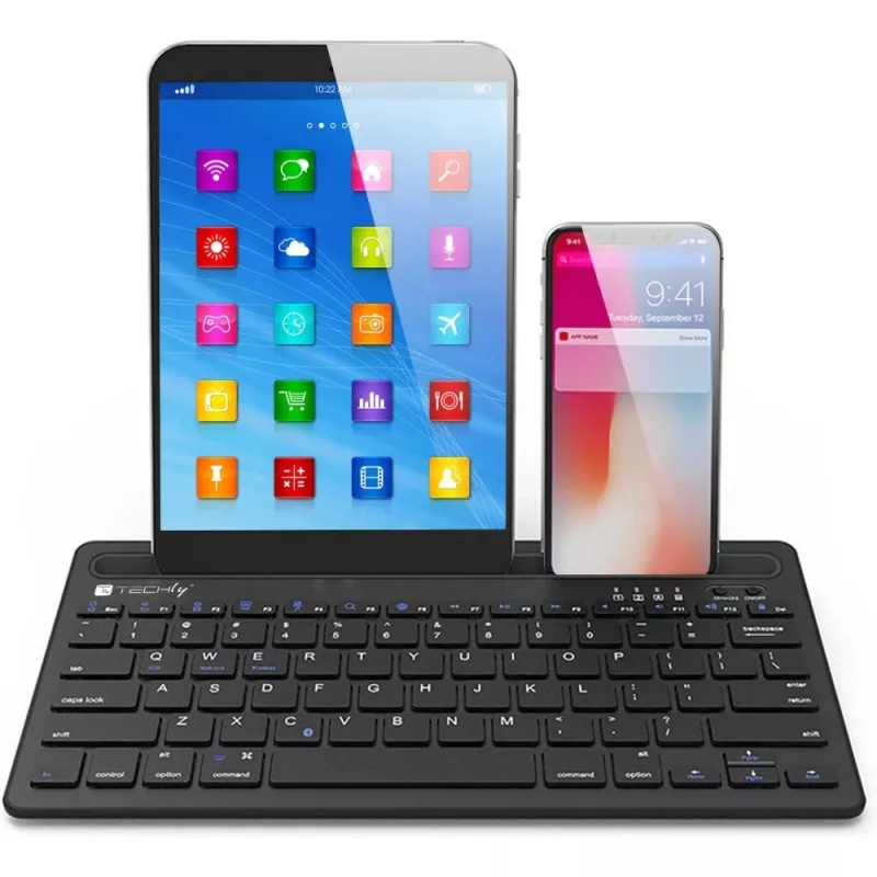 Techly ICTBK102U Πληκτρολόγιο Universal Bluetooth QWERTY Αγγλικό Μαύρο