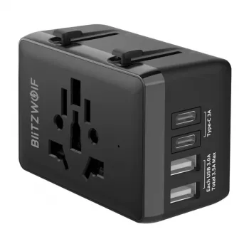 Αντάπτορας ταξιδιού BlitzWolf BW-TA1 4 σε 1 με 2× υποδοχές USB PD 20W