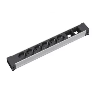 Πολύπριζο 6 υποδοχών Bachmann 909.009 μαύρο ασημί