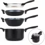 Σετ κατσαρολών Russell Hobbs RH01840EU7 – 4 τεμ. στοιβαζόμενα, μεταλλικό μαρμάρινο