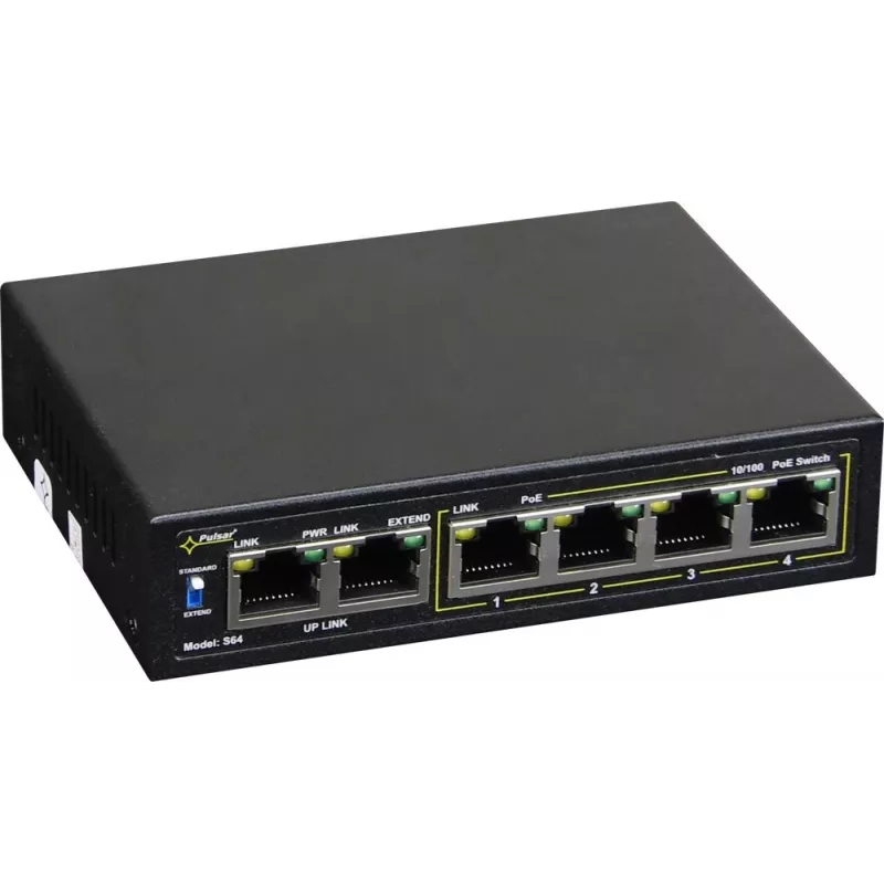 Διακόπτης δικτύου PULSAR Switch POE Pulsar S64 4 θύρες 2 Uplink