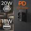 Πολύπριζο MACLEAN MCE249 F/B – 2 πρίζες AC (16A + 6A) με 2×USB-A και 2×USB-C PD 20W, βύσμα EU, μαύρο