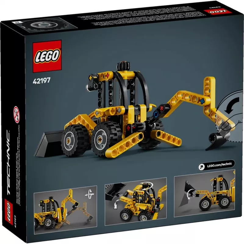 Σετ κατασκευής LEGO Technic Backhoe Loader 42197 — αρθρωτή διεύθυνση, λειτουργικός φορτωτής, 104 τεμ., συνιστώμενη ηλικία 7+