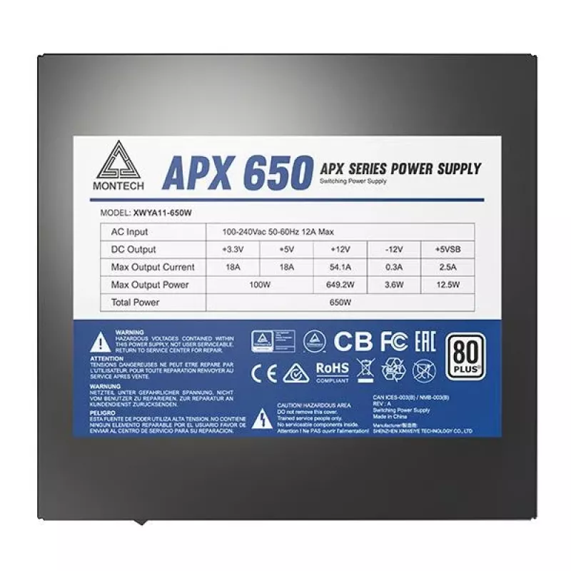 Montech APX650 τροφοδοτικό 650 W 20+4 pin ATX ATX μαύρο