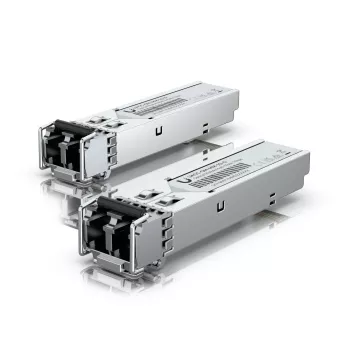 Ubiquiti πομποδέκτης SFP, που υποστηρίζει τη χρήση πολύτροπης ίνας με βύσμα duplex LC-UPC. (UACC-OM-MM-1G-D)