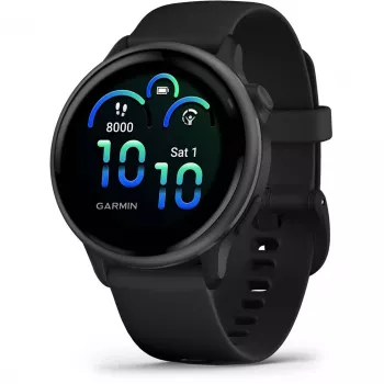 Garmin vívoactive 6 3,05 cm (1,2) AMOLED 42 mm Ψηφιακό 390 x 390 Pixel Οθόνη αφής Μαύρο Wi-Fi GPS (Δορυφόρος)