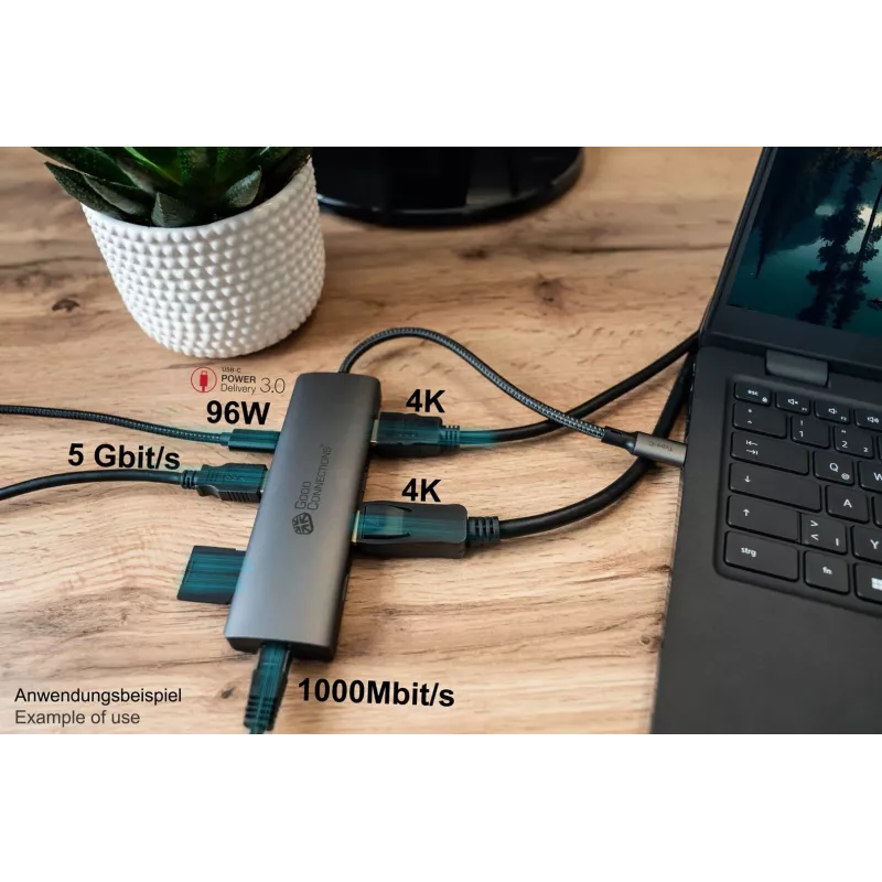 Alcasa HUB-C001A Hub διασύνδεσης USB Type-C 5000 Mbit/s ανθρακί