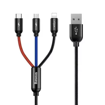 BASEUS Colorfone CAMLT-BSY01 καλώδιο USB 1,2 m USB A 3 x USB C μαύρο, κόκκινο, μπλε