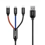 BASEUS Colorfone CAMLT-BSY01 καλώδιο USB 1,2 m USB A 3 x USB C μαύρο, κόκκινο, μπλε