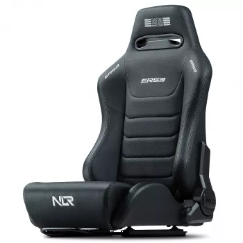 Κάθισμα αγώνων με ρυθμιζόμενη πλάτη Next Level Racing ERS3 Elite Premium — μαύρο τεχνητό δέρμα, ανακλινόμενη πλάτη, συμβατό με τοποθέτηση σε cockpit και δάπεδο
