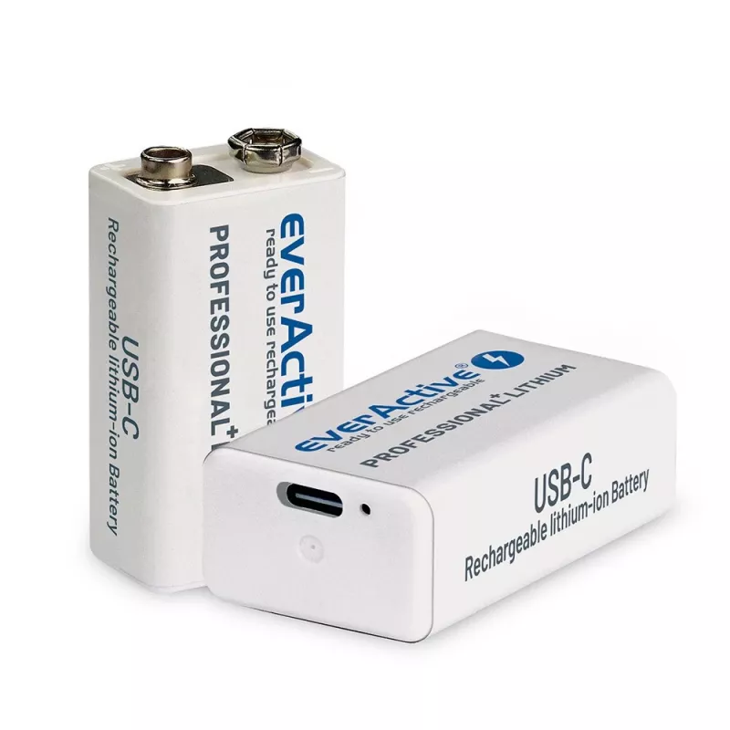 Επαναφορτιζόμενη μπαταρία everActive 6F22/9V Li-ion 550 mAh με USB TYPE C