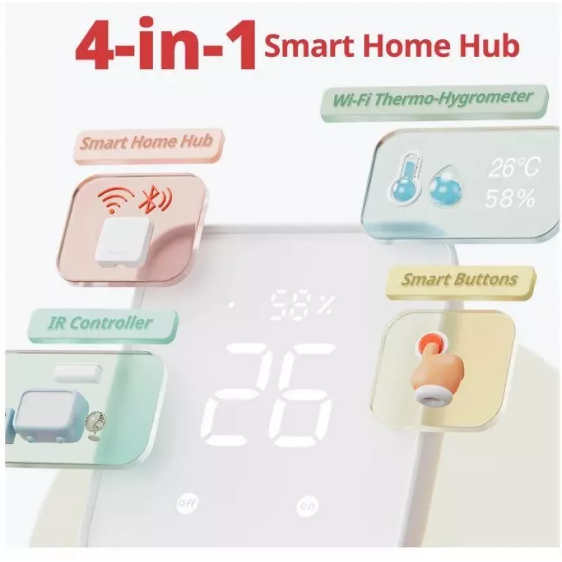 SwitchBot Hub 2 W3202100 κεντρικός διανομέας έξυπνου σπιτιού, πομπός IR, θερμουγρόμετρο, λευκό
