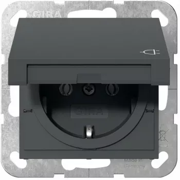 gira Ενσωματωμένη πρίζα SCHUKO System 55 Ανθρακί 445428