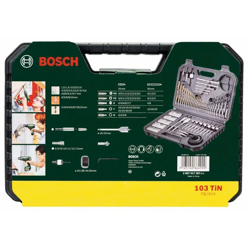 Σετ εξαρτημάτων Bosch V-Line 103 τεμ. — Bosch σετ εξαρτημάτων τρυπανιών και κατσαβιδιών 103 τεμ.