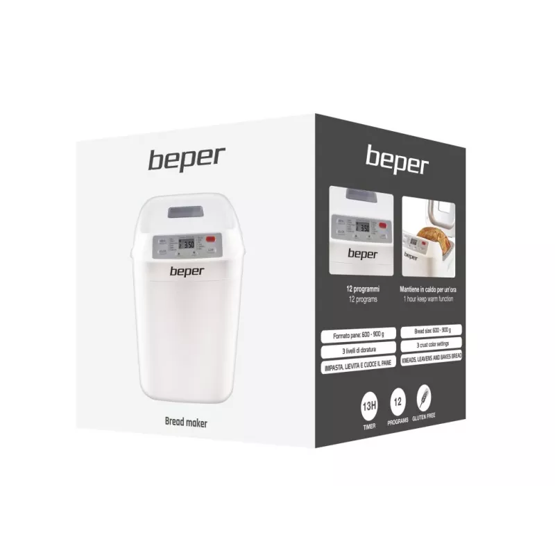 Αρτοποιητής Beper BC.130 – 550 W, 12 προγράμματα, ψωμιά 600–900 g