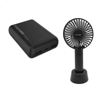 Φορητός ανεμιστήρας και powerbank RealPower PB-10000 mini HD 10000mAh — φορητό πακέτο
