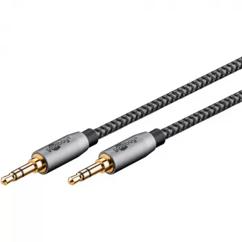 Plus Καλώδιο σύνδεσης ήχου AUX 3,5 mm Stereo (Μαύρο/Ασημί, 2 μέτρα)