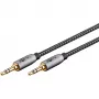 Plus Καλώδιο σύνδεσης ήχου AUX 3,5 mm Stereo (Μαύρο/Ασημί, 2 μέτρα)