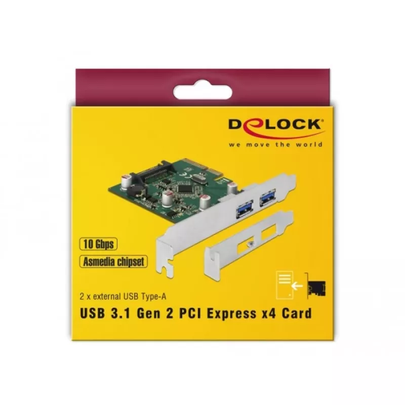 Delock PCI Express x4 κάρτα σε 2 x εξωτερική θύρα USB 3.1 Gen 2 Type-A (90298)