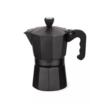 Καφετιέρα Moka Maestro MR-1666-3-Μαύρο, χειροκίνητη αλουμινένια καφετιέρα για 3 φλιτζάνια, 150 ml, μαύρο