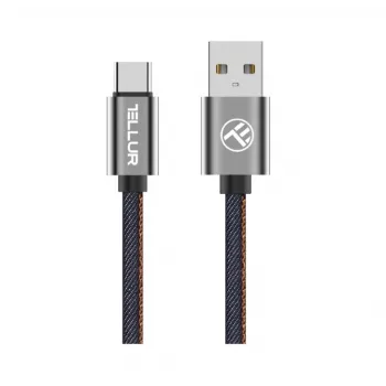 Καλώδιο δεδομένων USB Tellur USB σε Type-C 1 m denim, πλεκτό καλώδιο 1m για φόρτιση και μεταφορά δεδομένων