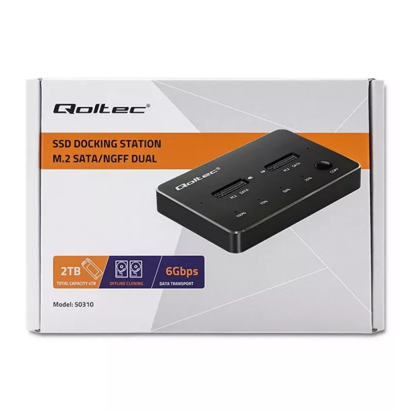 Σταθμός σύνδεσης Qoltec 50310 Drive 2x SSD M.2 SATA NGFF USB Type-C