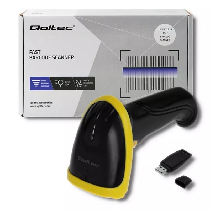 Qoltec 50862 Ασύρματος σαρωτής barcode λέιζερ 1D | 2.4GHz