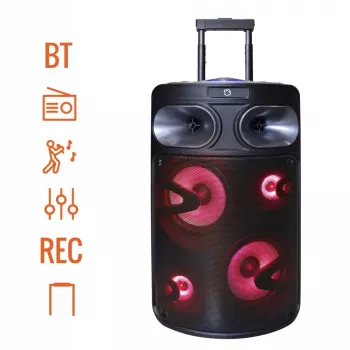 Φορητό ηχείο Bluetooth karaoke MANTA SPK0803B140 140W, με μπαταρία, MIC/USB/microSD, FM, equalizer, ρόδες