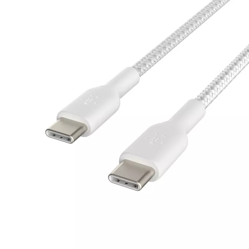 Καλώδιο πλεκτό USB-C σε USB-C 1m λευκό