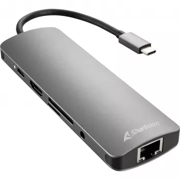 Sharkoon USB 3.0 Type C Combo Adapter κάρτες/προσαρμογείς διασύνδεσης HDMI, RJ-45, USB 3.2 Gen 1 (3.1 Gen 1)