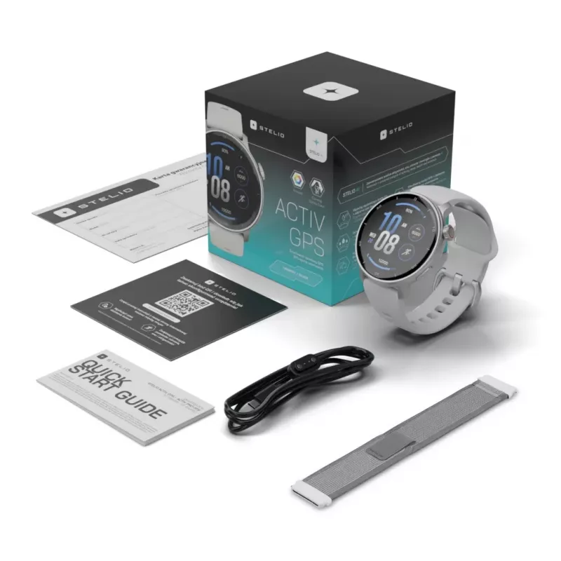 Smartwatch Stelio Activ GPS 46 mm Ασημί STSWA101SR, GPS, θήκη 46 mm