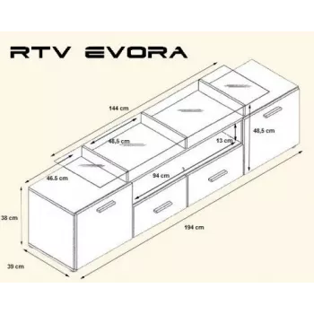 Βάση TV Cama EVORA 200 μαύρο/μαύρο γυαλιστερό