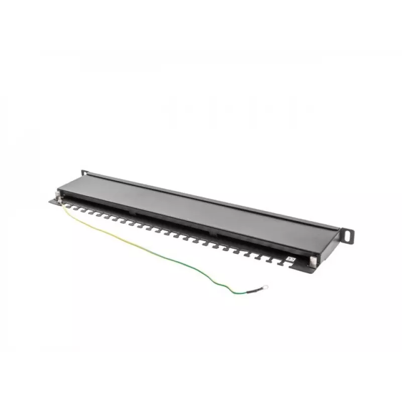 Patchpanel LANBERG PPS5-0024-B 24 θυρών CAT5e, μέταλλο, 0,5 U, 445×99×22,3 mm, μαύρο