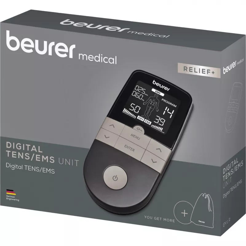 Συσκευή ηλεκτροδιέγερσης TENS/EMS Beurer EM 1 RELIEF+ (Μοντέλο 60428) ανθρακί