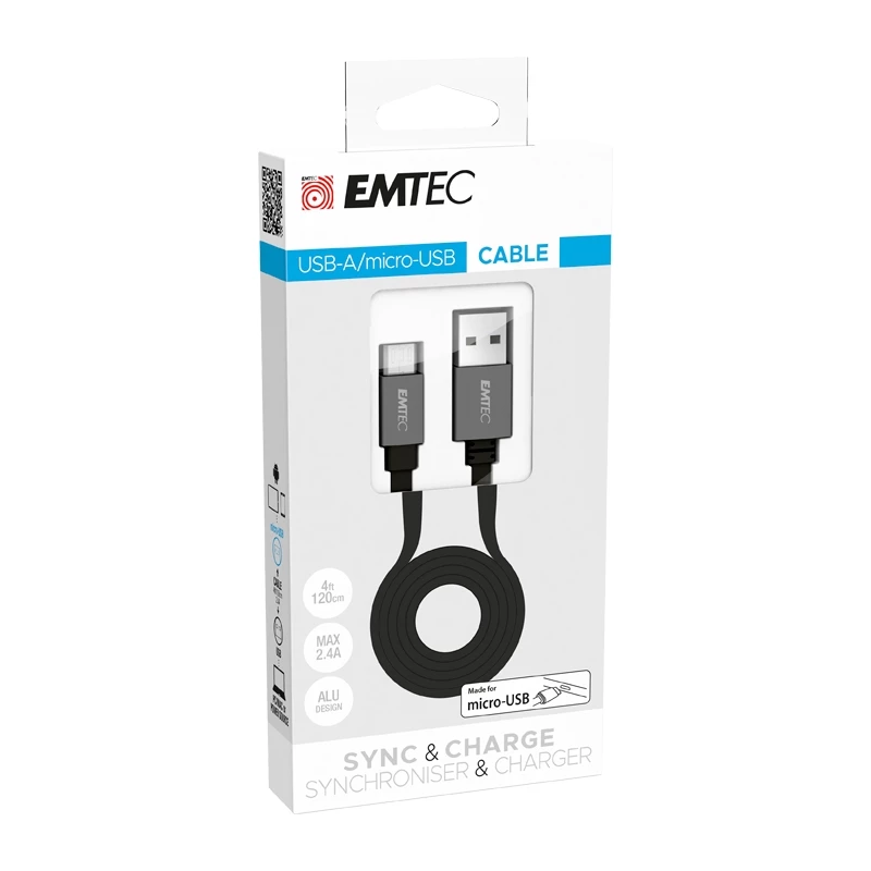 Καλώδιο USB Emtec T700B 1,2 m USB A Micro-USB B μαύρο