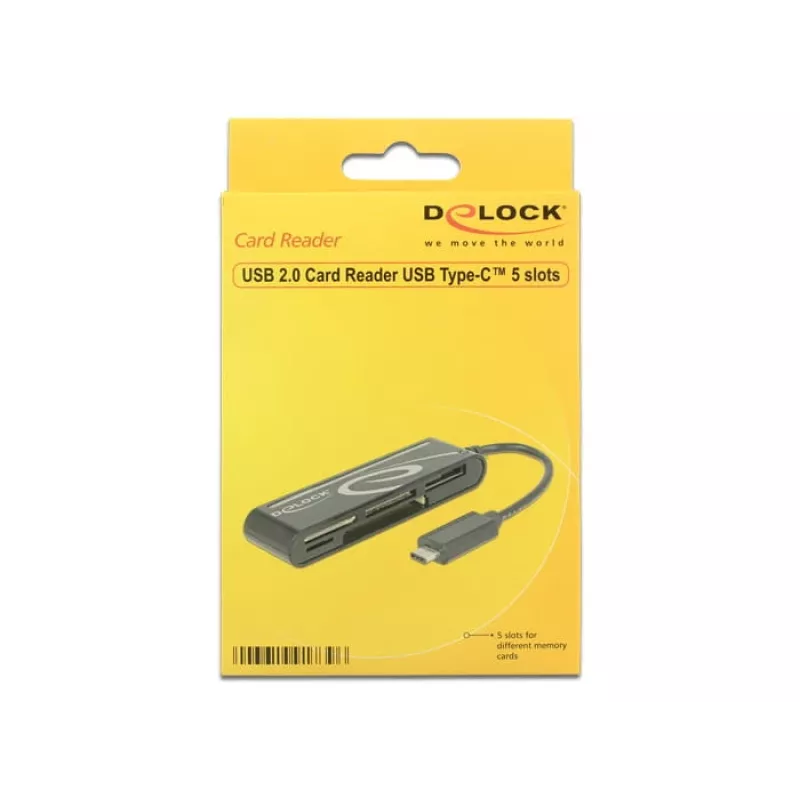 DeLOCK USB2.0 Card Reader USB Type-C male 5 Slots - Αναγνώστης καρτών - All-in-one (Multi-Format) - USB-C (91739)