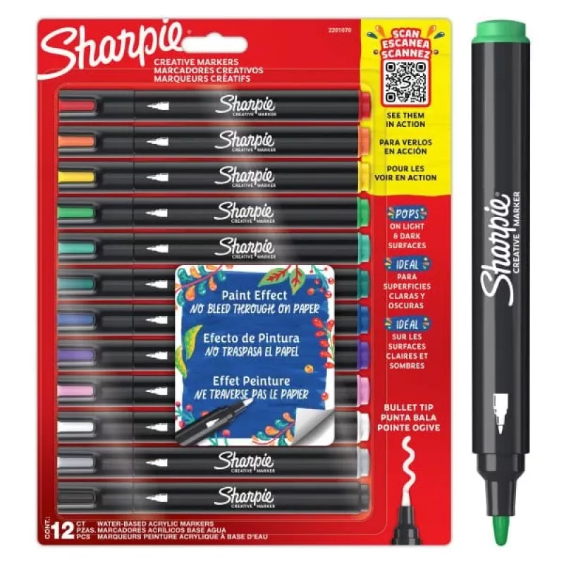 Μαρκαδόροι ακρυλικού χρώματος Sharpie Creative Marker 12 τεμ. μύτη bullet μαύρο