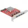 Delock κάρτα PCI Express x4 σε 4 x εξωτερικές SuperSpeed USB 10 Gbps (USB 3.2 Gen 2) υποδοχή USB Type-A - προσαρμογέας USB - PCIe 3.0 x4 - USB 3.2 Gen 2 x 4 (90481)